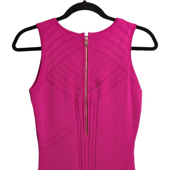 Cache Hot Pink Sleeveless Sheath Dress Textured Design Zipper Back Y2K Size XS - Picture 5 of 11